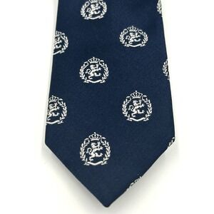 Zara Man 100%‎ Silk Skinny Men's Neck Tie Navy Crested 2 Width x 60 Length